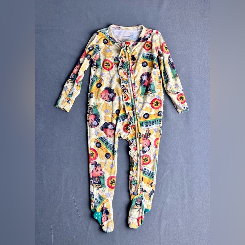 Posh Peanut - Rosa Parks Ruffle Footie size 3-6 Months